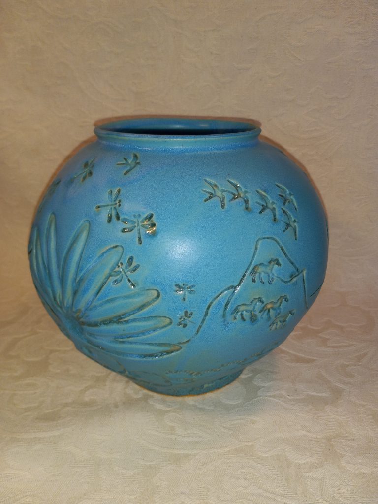 Deep Aqua Earth Vase Approx. 10" Tall